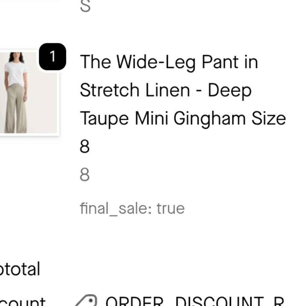 NWT Everlane Wide-Leg Pants in Stretch Linen, Deep Taupe Mini Gingham, Size 8 - Picture 6 of 14